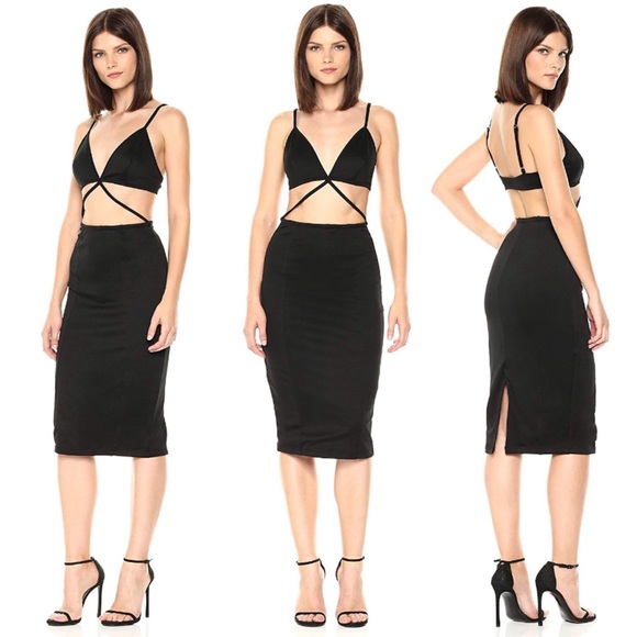 fairlygirly Dresses & Skirts - Strappy Bra Top Bodycon Pencil Midi Dress